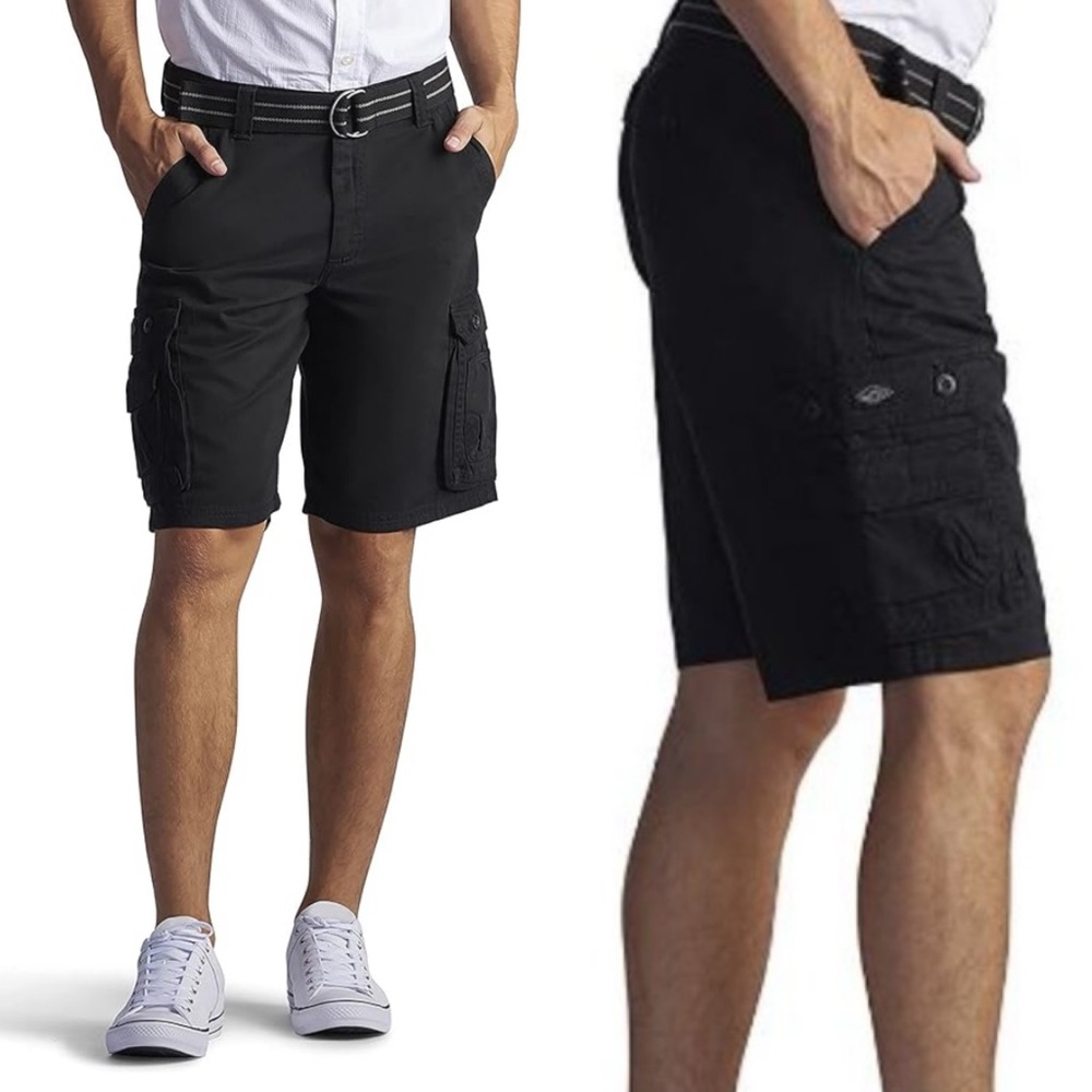 Men's New Cargo Shorts Sz 42 Black Gorpcore NWT Preppy With Belt Lee Dungarees